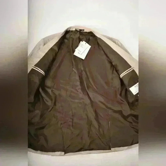 NWT SELECTED HOMME Tan  Beige Polyester Stretch Soft Jersey Blazer Jacket 40R - Picture 10 of 11